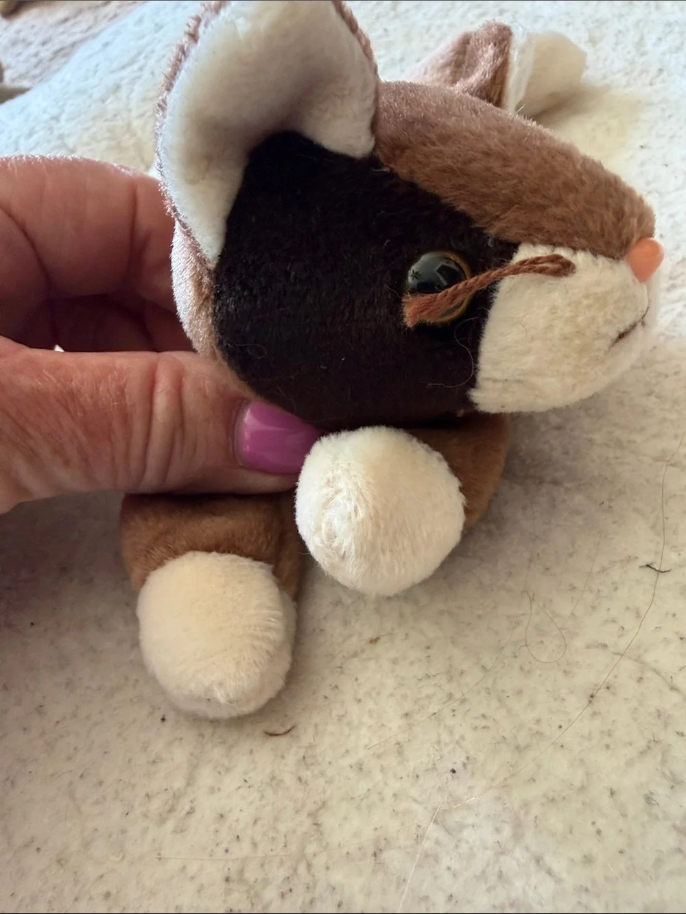 TY NEW Plush Brown and Cream Cat Toy - Pounce Soft Small Pet Plush